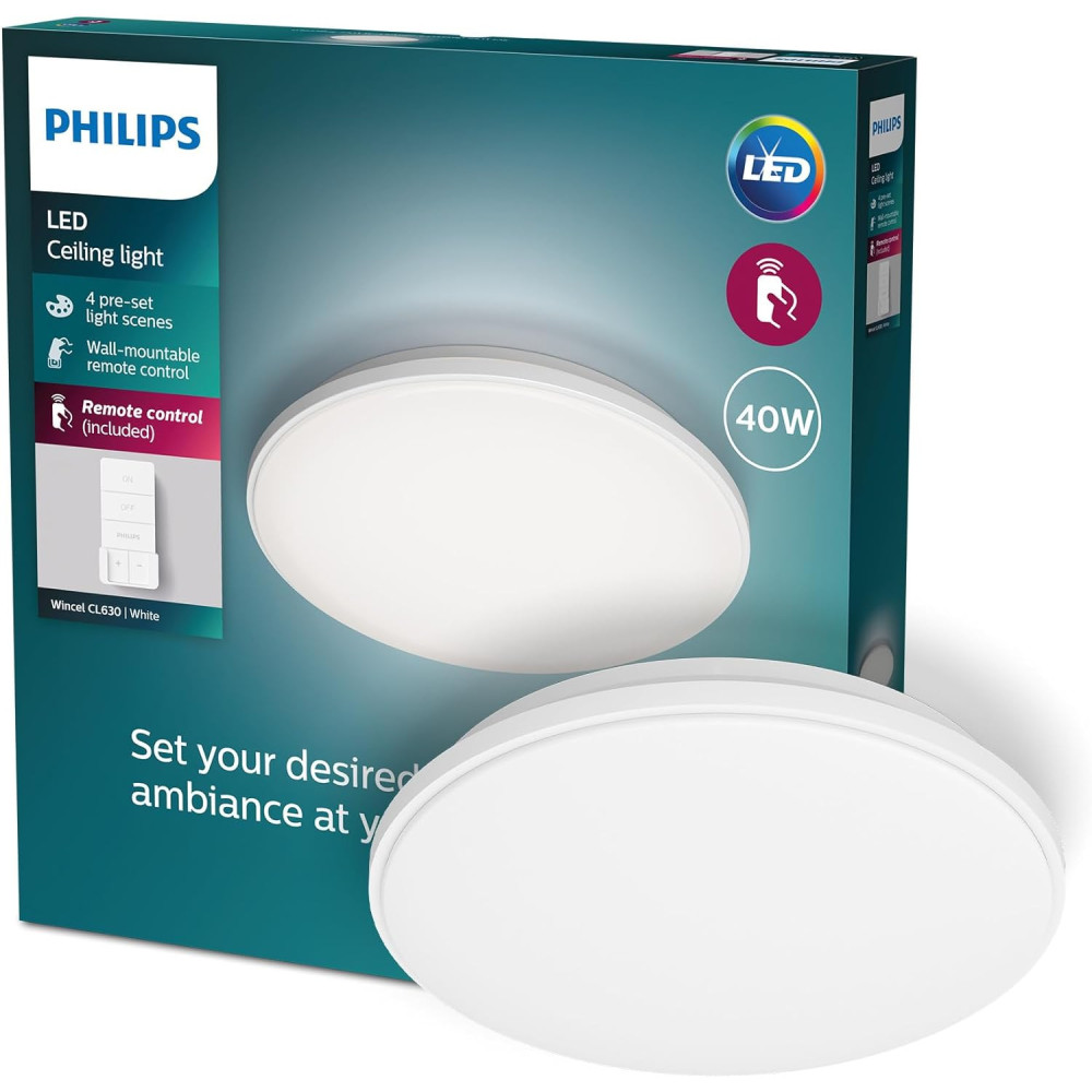 Philips stropní LED lampa Wincel, 40 W, 4200 lumenů, regulovatelné světlo od teplého po studené, průměr 47 cm