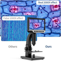 Digitální mikroskop s LCD displejem 7 palců (17,8 cm) dvojitým objektivem, 500 – 2000 x kamera s 12 MP a 32 G TF-kamerou