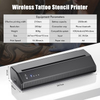 LIUMATE Bezdrátová tiskárna tetovacích šablon Bluetooth Tattoo Stencil Machine Thermal Printer Copier Mobile Portable Tattoo Pri