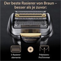 Pánský holicí strojek Braun Series 9 Pro+, elektrický holicí strojek s 5 holicími prvky Pro, zastřihovač dlouhých chloupků