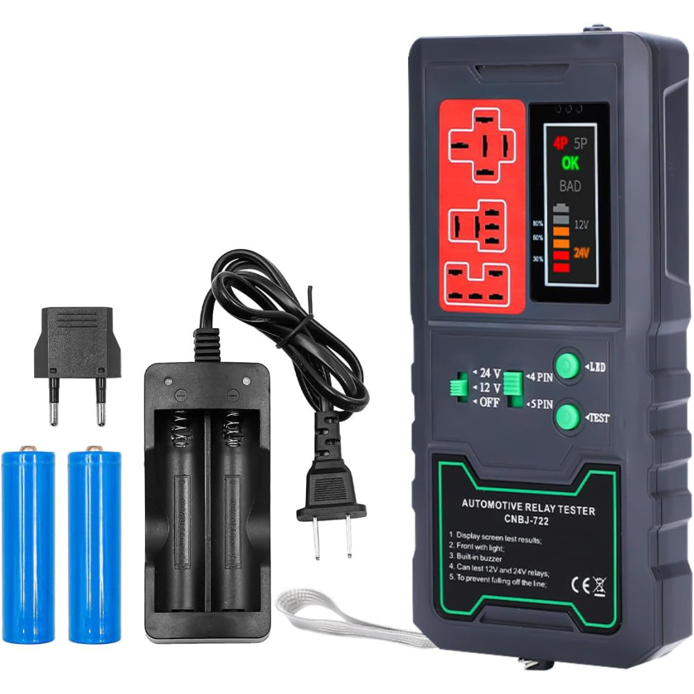 Alnicov Relay Tester Automobilový průmysl s LED displejem 12V 24V Electronic Automotive Relay Tester Auto Car Diagnostic