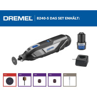 Dremel 8240 Akumulátorový rotační nástroj, 12V 3Ah Lithium-Ion baterie, Sada multifunkčních nástrojů se 5 příslušenstvím