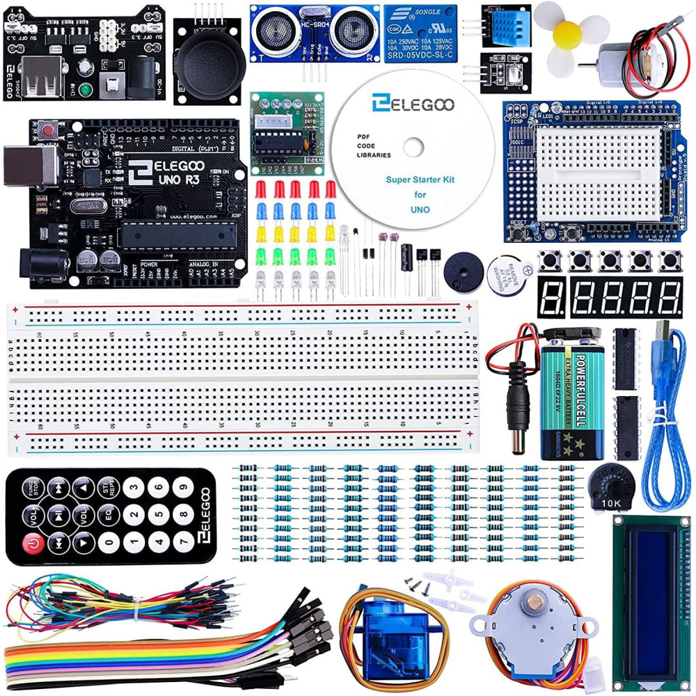 ELEGOO UNO R3 Starter Kit kompatibilní se startovací sadou projektu Arduino IDE s výukovým programem v němčině