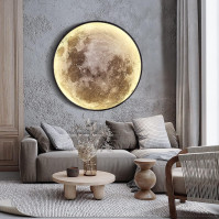 60cm nástěnná lampa Moon stmívatelná s dálkovým ovládáním 37W LED nástěnná lampa s vypínačem a zástrčkou Moderní měsíční