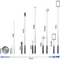 CCLIFE 7 kusů Teleskopický magnetický nástroj pro výběr s dlouhým drážkovitým inspekčním zrcadlem LED světlo Vyzvednutí