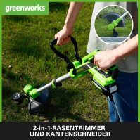 Greenworks 24V Akumulátorový strunový trimmer pro malé až střední zahrady, 30 cm šířka střihu, automatické podávání 1,65mm