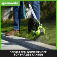 Greenworks 24V Akumulátorový strunový trimmer pro malé až střední zahrady, 30 cm šířka střihu, automatické podávání 1,65mm