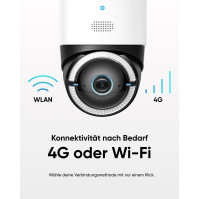 eufy Security 4G LTE Cam S330 s Wi-Fi, 4K UHD Pan Tilt, bezdrátová, napájená solárním panelem, AI sledování člověka/vozidla, se