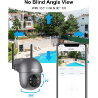 ANRAN 2K solární bezpečnostní kamera Venkovní bezdrátová kamera s barevným nočním viděním, 360° PTZ kamera pro domácí bezpečnost