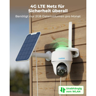 Reolink 3G/4G LTE bezpečnostní kamera venkovní bezdrátová, 2K 4MP PTZ bez WiFi bezpečnostní kamera, 360° otáčení a naklápění Go