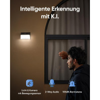 eufy Security Solar Wall Light Cam S120, bezdrátová 2K solární kamera pro venkovní dohled, trvalé napájení, světlo aktivované po