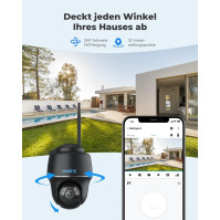 Reolink Bezpečnostní kamera venkovní bezdrátová, Argus PT 4MP+ Solární panel s 360° otáčením a nakláněním, noční vidění 2K, WiFi