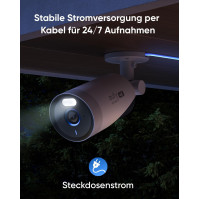 eufy Security eufyCam E330 (Professional) Přídavná kabelová venkovní bezpečnostní kamera 4K s reflektory pro nepřetržitý záznam,