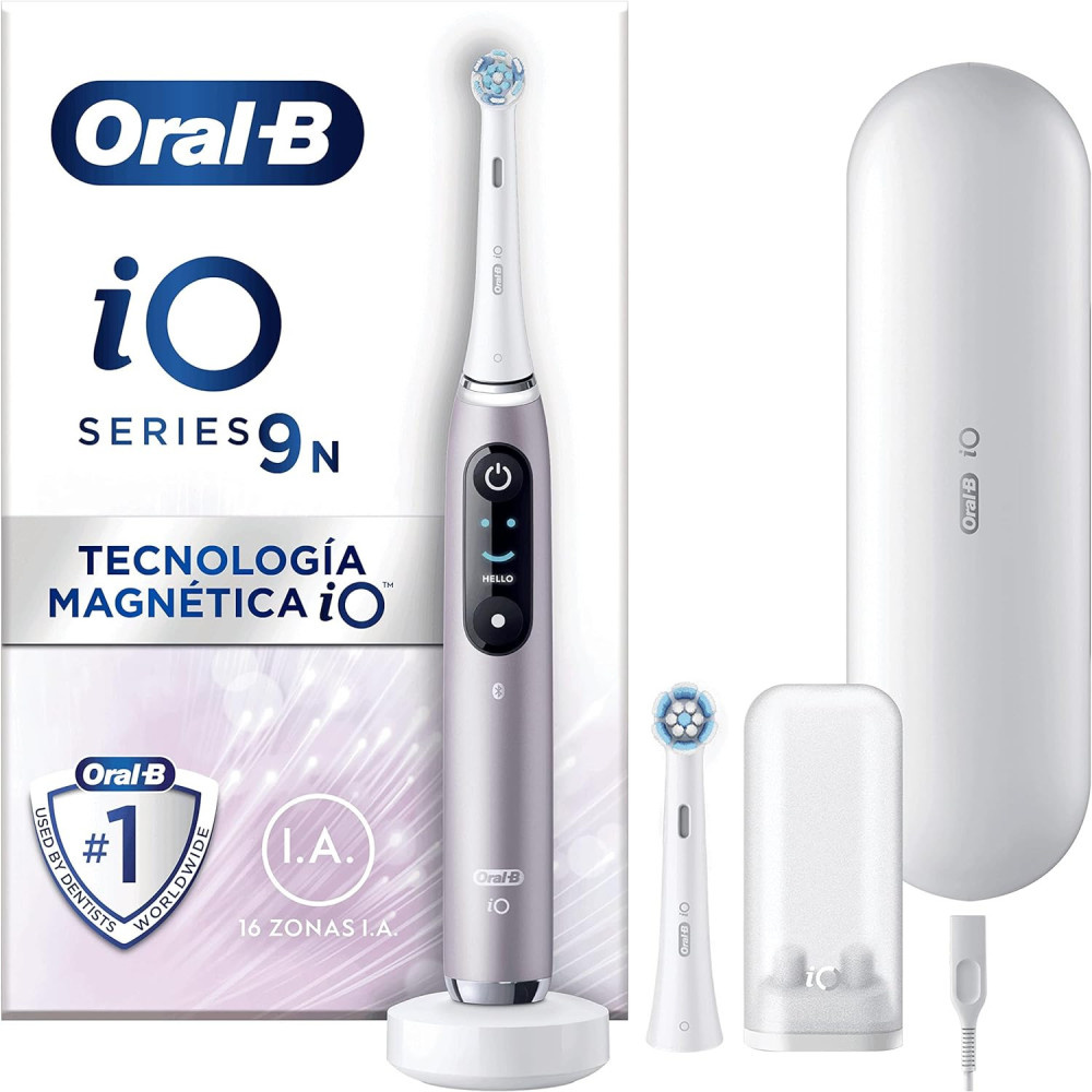 Oral-B iO 9 Elektrický zubní kartáček Oral-B iO 9N Růžový křemen, s 2 hlavicemi a 1 cestovním nabíjecím pouzdrem