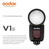 Godox V1-S TTL kamera blesk, kulatý přisavací blesk s výkonem 76 W, 2,4 G 1/8000 HSS s Li-Ion baterií o kapacitě 2600 mA