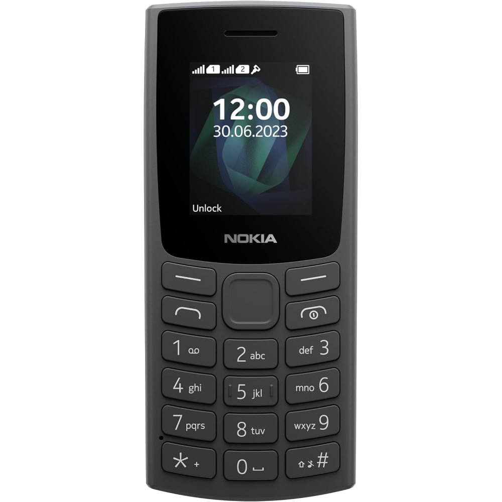 Nokia 105 2G Edition 2023 (Dual SIM, 1,77“ displej, baterie 1000 mAh, 32 MB, 3,5mm jack pro sluchátka, FM rádio) Charcoal