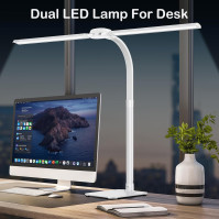 KARY LED stolní lampa s možností stmívání a USB nabíjením, 24W ultrajasná stolní lampa s dvojitou hlavou pro kancelář