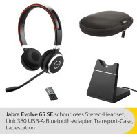 Jabra Evolve 65 SE bezdrátová stereo sluchátka - Bluetooth sluchátka s odhlučněním mikrofonu, dlouhotrvající baterie