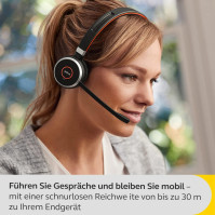 Jabra Evolve 65 SE bezdrátová stereo sluchátka - Bluetooth sluchátka s odhlučněním mikrofonu, dlouhotrvající baterie