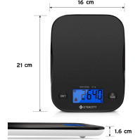 Etekcity kuchyňské váhy, Digitální váhy kuchyně s velkým podsvíceným LCD displejem, 5kg/11lb, Váhy kuchyně s funkcí taro