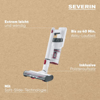 SEVERIN tyčový a ruční vysavač 2v1, bezdrátový vysavač s dobou chodu až 40 minut, bezdrátový vysavač