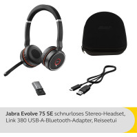 Bezdrátová stereo náhlavní souprava Jabra Evolve 75 SE – náhlavní souprava Bluetooth s mikrofonem s funkcí potlačení hluku