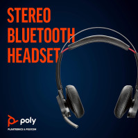 Poly - Voyager Focus UC s nabíjecím stojanem (Plantronics) - Bluetooth stereo headset s mikrofonem na tyči - USB-A