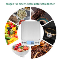 KUBEI Upgrade Large Digital Kitchen Scale USB Charging,5kg/0.1g High Precision Digital Scale Household Scale, With Large Stainle