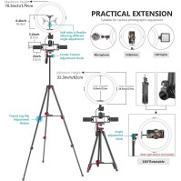 Neewer 10palcové selfie kruhové světlo s trojnožkou, 3 držáky na telefon, LED kruhové světlo s měkkou trubicí a DO