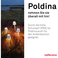 Zafferano Poldina Pro - Stínitelná LED stolní lampa z hliníku, stupně krytí IP54, určená pro vnitřní a vnější použití