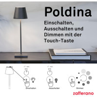 Zafferano Poldina Pro - Stínitelná LED stolní lampa z hliníku, stupně krytí IP54, určená pro vnitřní a vnější použití