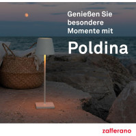 Zafferano Poldina Pro - Stínitelná LED stolní lampa z hliníku, stupně krytí IP54, určená pro vnitřní a vnější použití