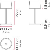 Zafferano, Olivia Mini Lamp, přenosná a dobíjecí stolní lampa s dotykovým ovládáním, vhodná do obývacího pokoje i venkovní