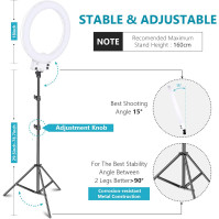 Neewer 18 palcové bílé LED kruhové světlo s stativem, dimenzované 50W 32000-5600K, adaptér na blesk, držák na mobil