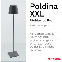 Zafferano, lampa Poldina XXL, bezdrátová, dobíjecí stojací lampa s dotykovým ovládáním, vhodná do obývacího pokoje i ven