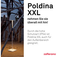 Zafferano, lampa Poldina XXL, bezdrátová, dobíjecí stojací lampa s dotykovým ovládáním, vhodná do obývacího pokoje i ven