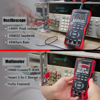 Ruční osciloskopický multimetr 2 v 1, 10MHz šířka pásma 48MSa/s s vysokým vzorkováním Profesionální osciloskop, digitální multim