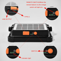 CosyEasy 100W dobíjecí pracovní světlo, 10000LM super jasný přenosný reflektor s baterií 16500mAh Led dálkové ovládání USB a sol