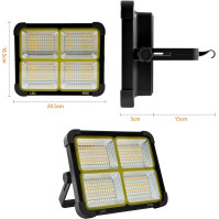 CosyEasy 100W dobíjecí pracovní světlo, 10000LM super jasný přenosný reflektor s baterií 16500mAh Led dálkové ovládání USB a sol