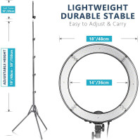 Neewer Sada kruhového světla pro foto a video: 18 palců/48 centimetrů vnější průměr 52W 5500K stínitelné