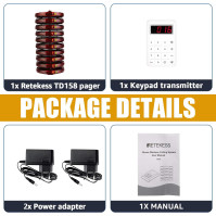 Systém Pager Retekess TD158, systém volání Pager, LED trubicový displej, venkovní 500M, 4 režimy hovoru