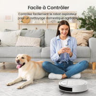 Robotický vysavač Lefant s dálkovým ovládáním, 2200Pa Tenký, tichý autonomní robotický vysavač, připojený k WiFi/Alexa/App