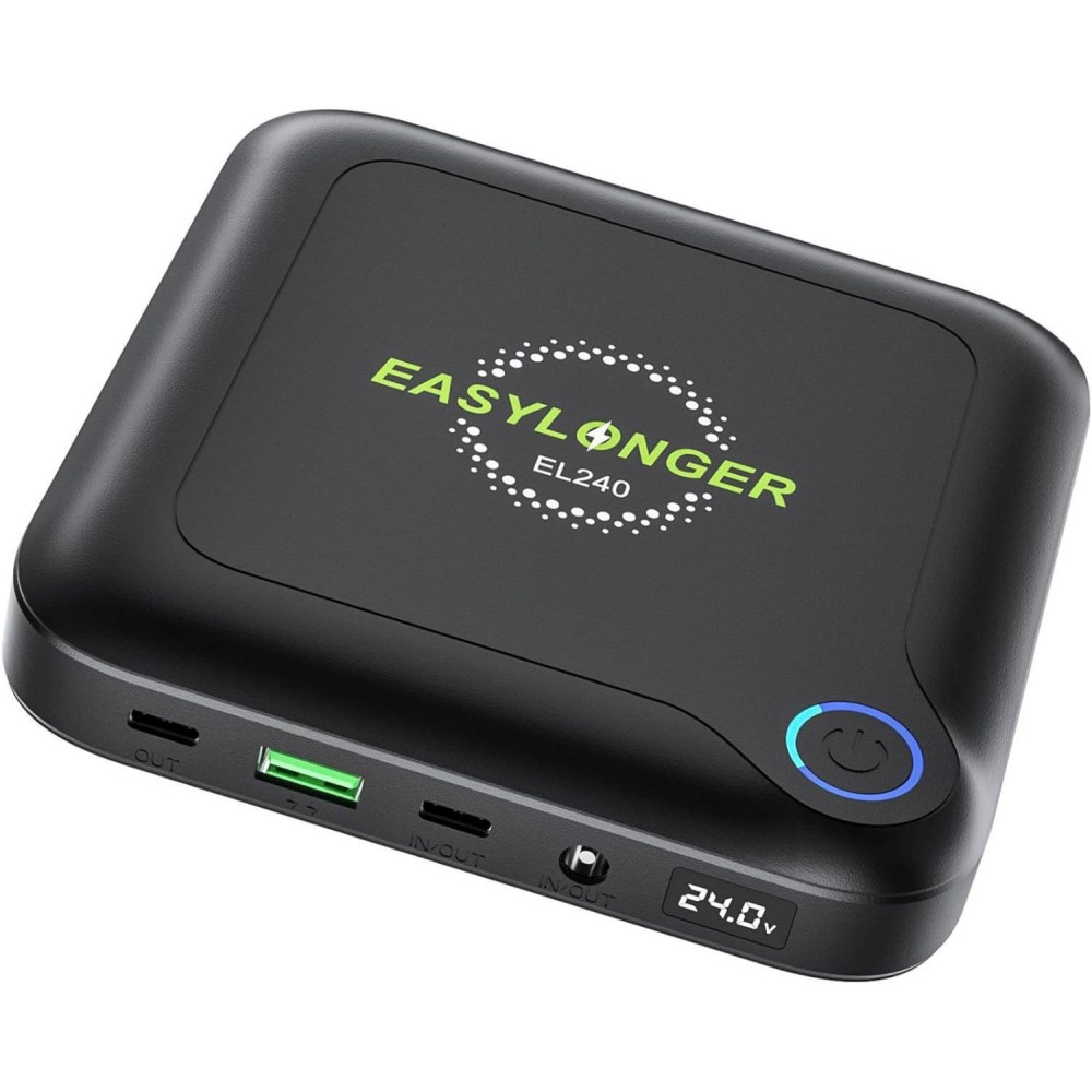 EASYLONGER Power Bank pro notebooky CPAP, záložní akumulátor CPAP, PD 60W baterie 24V/12V DC Powerbank, bezdrátové nab.