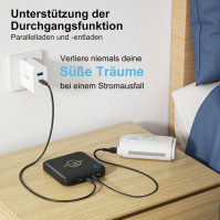 EASYLONGER Power Bank pro notebooky CPAP, záložní akumulátor CPAP, PD 60W baterie 24V/12V DC Powerbank, bezdrátové nab.