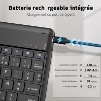 EasyAcc 10palcová bezdrátová Bluetooth tabletová klávesnice [francouzský AZERTY] Lehká tenká klávesnice pro iOS iPad