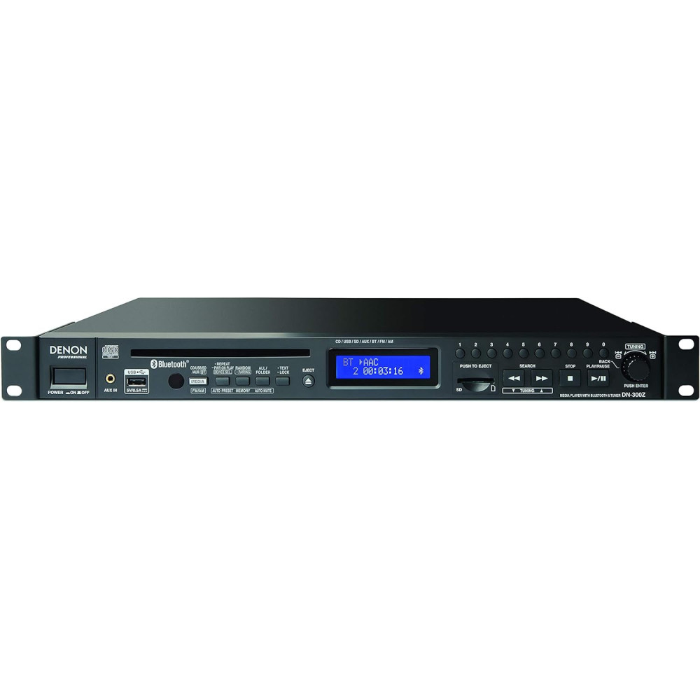 Denon Professional DN-300ZB - Rackmount CD / Media Player s možnostmi přehrávání z Bluetooth / USB / SD / Aux a rádia