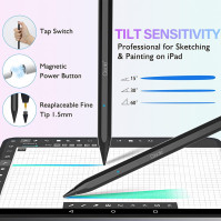 Ciscle Pen s odmítnutím dlaně, nakloněním a adsorpční tužkou na magnet kompatibilní s Apple iPad 2018-2022 (9./8./7./6.)