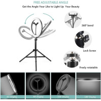 LED prstencové světlo 10" se stativovým stojanem a držákem telefonu Selfie prstencové světlo pro živé streamování a video