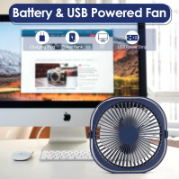 Dreamhigh® 4000 mAh USB ventilátor Leise, 360° rotace mini ventilátor Wiederaufladbare, 3 rychlosti, pro domov, kancelář