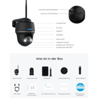 Reolink bezdrátová bezpečnostní kamera venkovní, Argus PT 4MP + solární panel s 360° panoramatickým pohledem, noční vidění